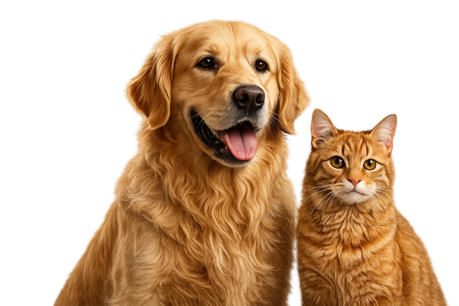 Cachorro e gato representando o público de um pet shop